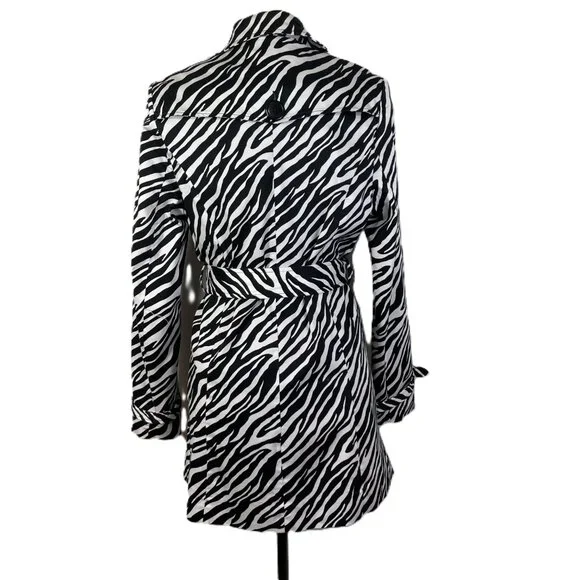 Vertigo Paris Zebra Print Trench Black White Cotton Stretch Size M - Picture 4 of 15